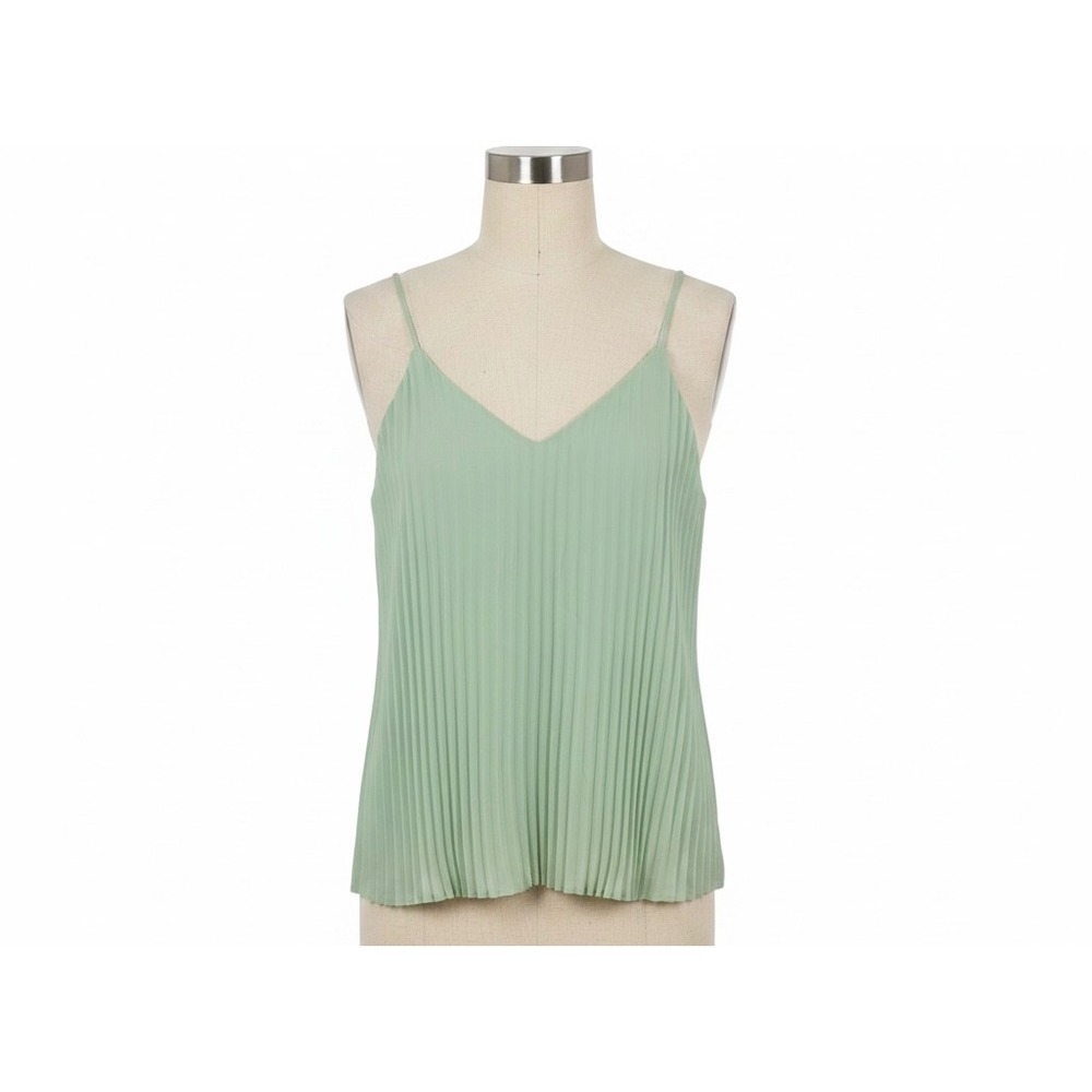 A New Day Pleated Cami Tank Top Sage Green Large